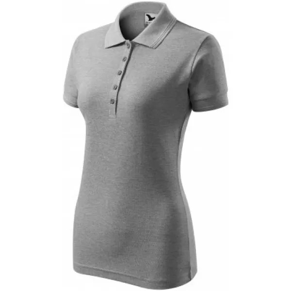  Damen-T-Shirt mit Kragen MALFINI PIQUE POLO 210 DUNKELGRAUE HIGHLIGHTS 