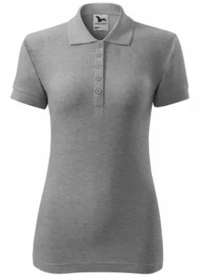Damen-T-Shirt mit Kragen MALFINI COTTON 213 DUNKELGRAUE HIGHLIGHTS