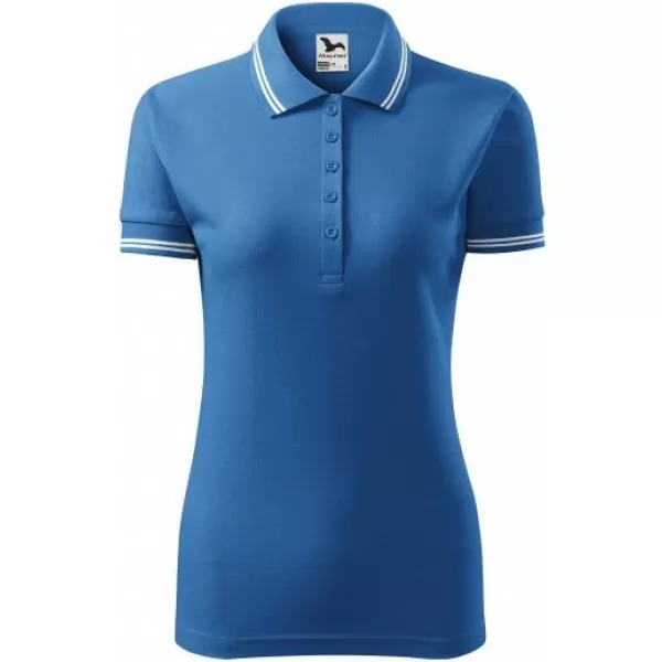  Damen-T-Shirt mit Kragen MALFINI URBAN 220 AZURBLAU 