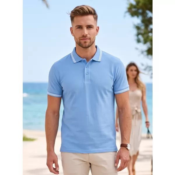  Herren-T-Shirt mit Kragen MALFINI URBAN 219 HIMMELBLAU 