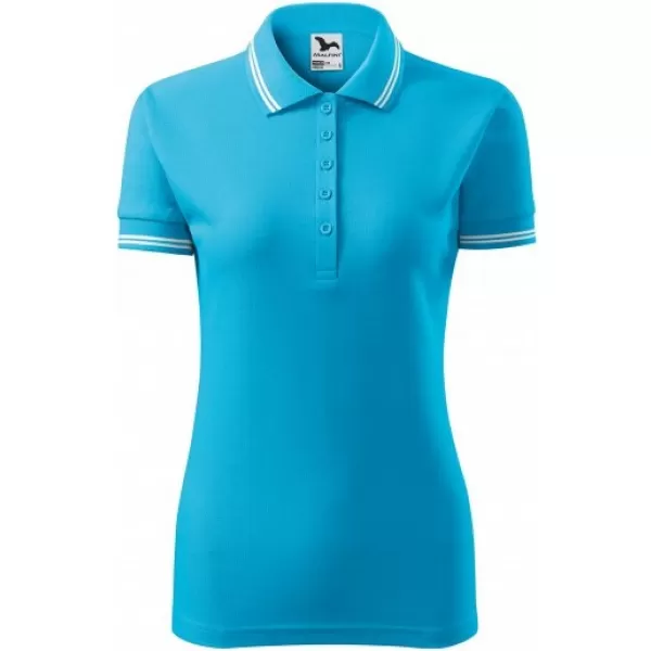  Damen-T-Shirt mit Kragen MALFINI URBAN 220 TÜRKIS 