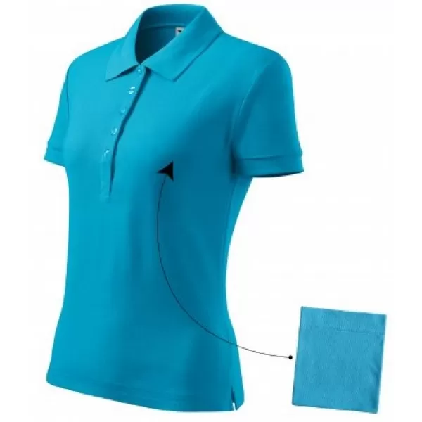  Damen-T-Shirt mit Kragen MALFINI COTTON 213 TÜRKIS 