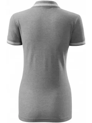 Damen-T-Shirt mit Kragen MALFINI URBAN 220 DUNKELGRAUE HIGHLIGHTS