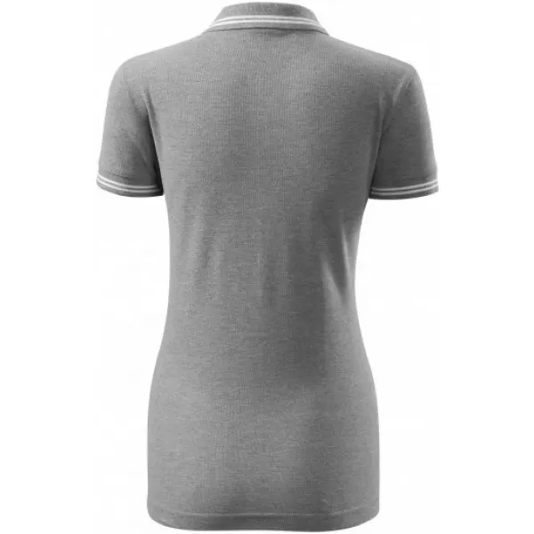  Damen-T-Shirt mit Kragen MALFINI URBAN 220 DUNKELGRAUE HIGHLIGHTS 