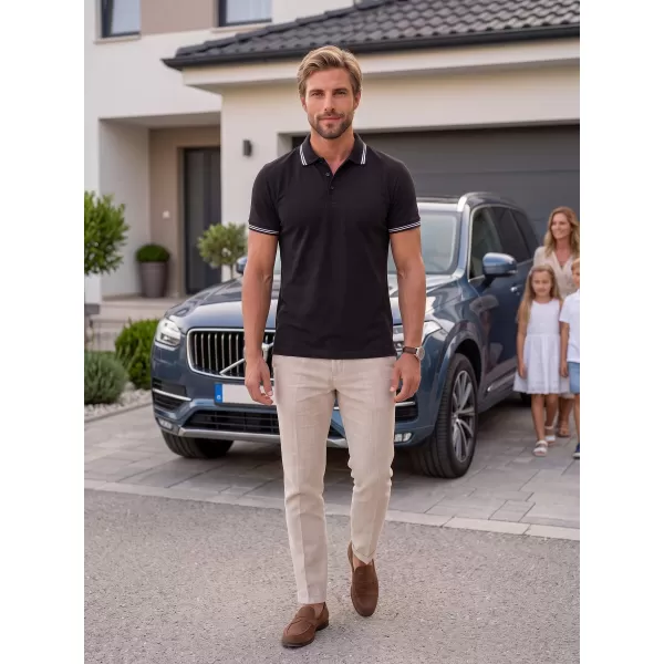  Herren-T-Shirt mit Kragen MALFINI URBAN 219 SCHWARZ 