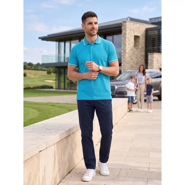  Herren-T-Shirt mit Kragen MALFINI URBAN 219 TÜRKIS 