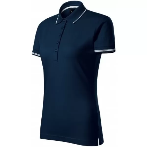  Damen-T-Shirt mit Kragen MALFINI PREMIUM PERFECTION PLAIN 253 MARINEBLAU 