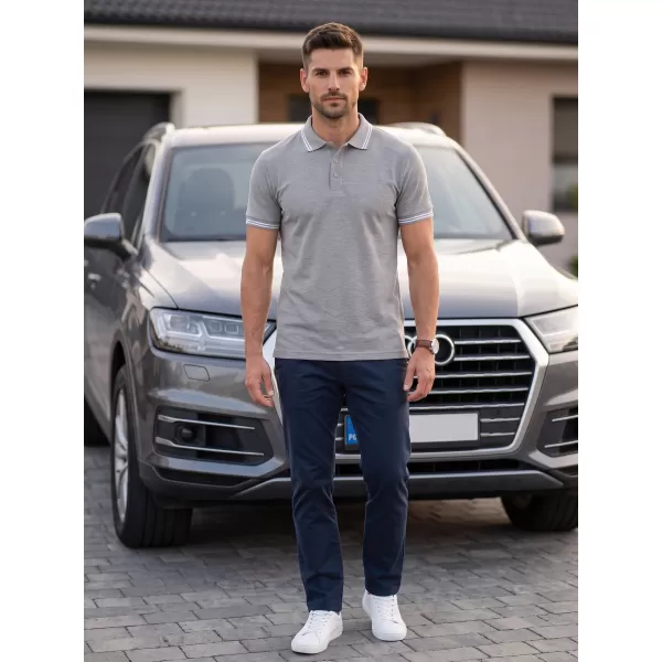 Herren-T-Shirt mit Kragen MALFINI URBAN 219 DUNKELGRAUE HIGHLIGHTS 