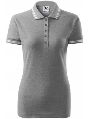 Damen-T-Shirt mit Kragen MALFINI URBAN 220 DUNKELGRAUE HIGHLIGHTS