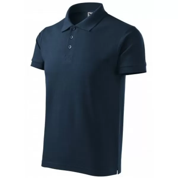  Herren-T-Shirt mit Kragen MALFINI HEAVY 215 MARINEBLAU 