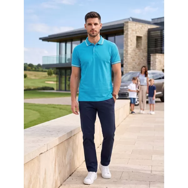  Herren-T-Shirt mit Kragen MALFINI URBAN 219 TÜRKIS 