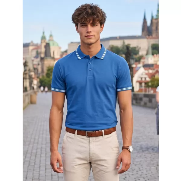  Herren-T-Shirt mit Kragen MALFINI URBAN 219 AZURBLAU 