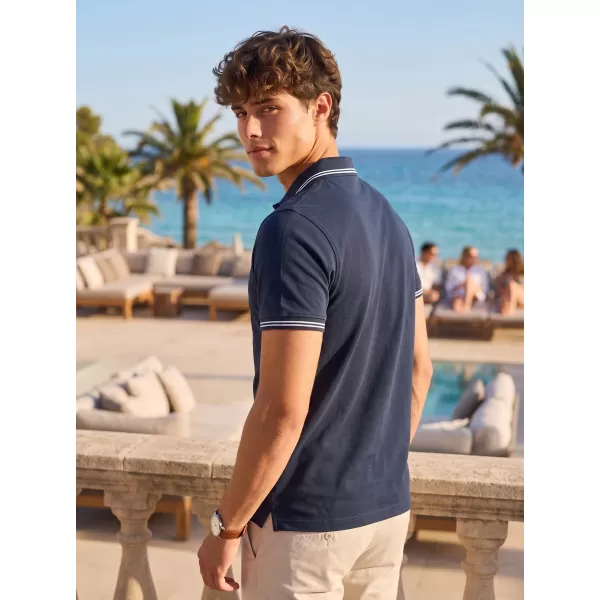  Herren-T-Shirt mit Kragen MALFINI URBAN 219 MARINEBLAU 
