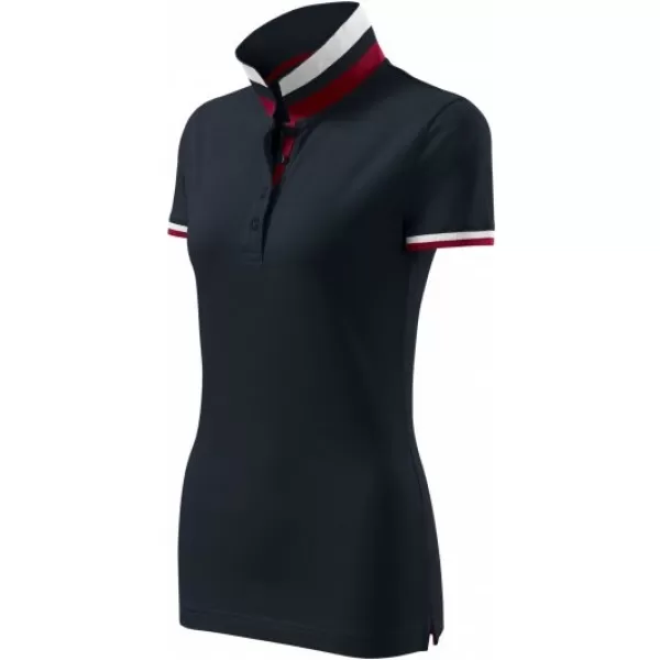  Damen-T-Shirt mit Kragen MALFINI PREMIUM COLLAR UP 257 DUNKLES MARINEBLAU 