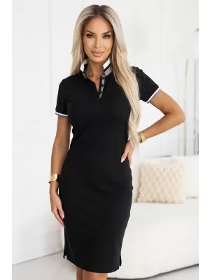 Damenkleid mit Kragen MALFINI PREMIUM DRESS UP 271 SCHWARZ