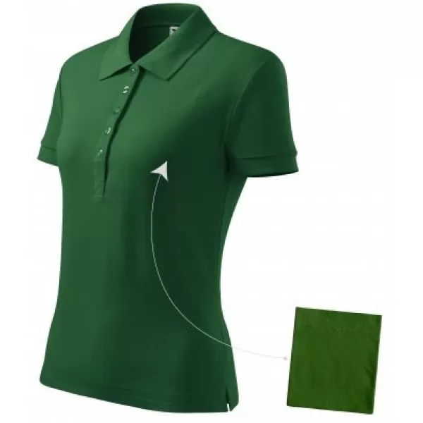  Damen-T-Shirt mit Kragen MALFINI COTTON 213 FLASCHENGRÜN 