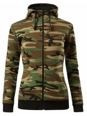 Damen-Sweatshirt MALFINI CAMO ZIPPER C20 TARNBRAUN