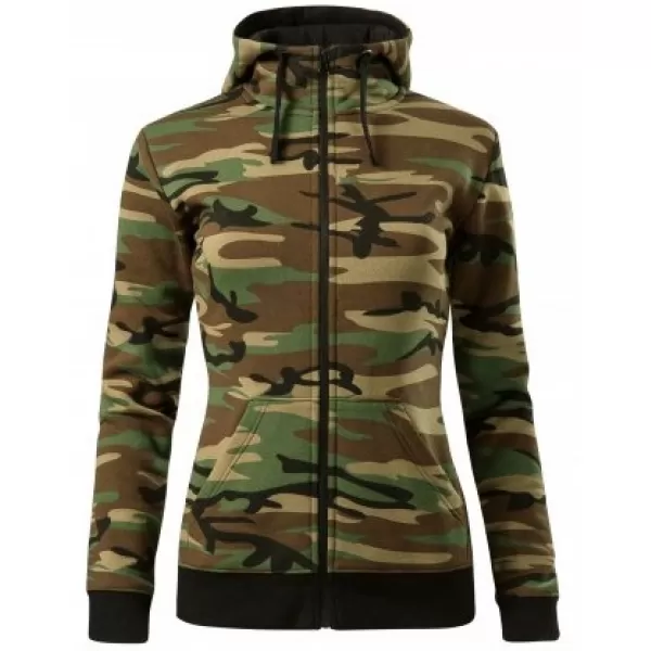  Damen-Sweatshirt MALFINI CAMO ZIPPER C20 TARNBRAUN 