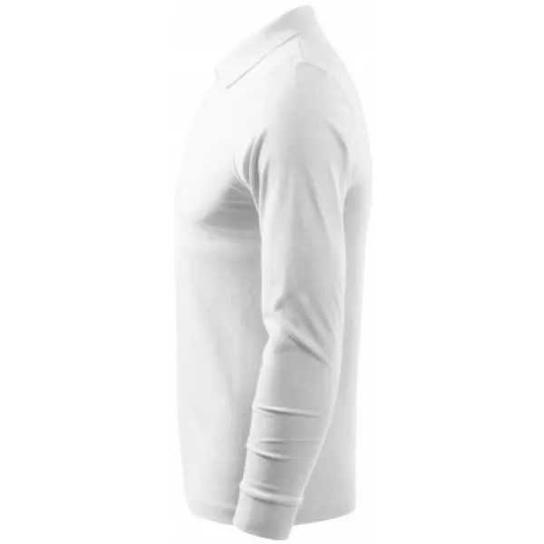  Herren-T-Shirt mit langen Ärmeln und Kragen MALFINI SINGLE J. LS 211 WEIß 