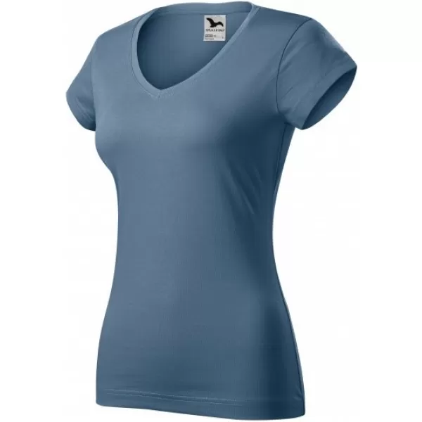  Damen-T-Shirt MALFINI FIT V-NECK 162 DENIM 
