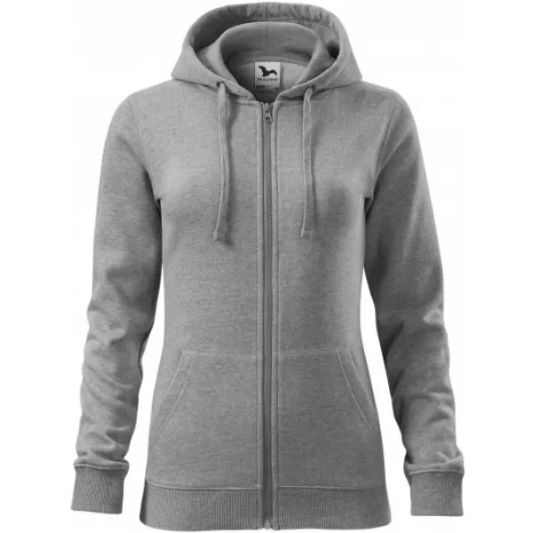  Damen-Sweatshirt MALFINI TRENDY ZIPPER 411 DUNKELGRAUE HIGHLIGHTS 