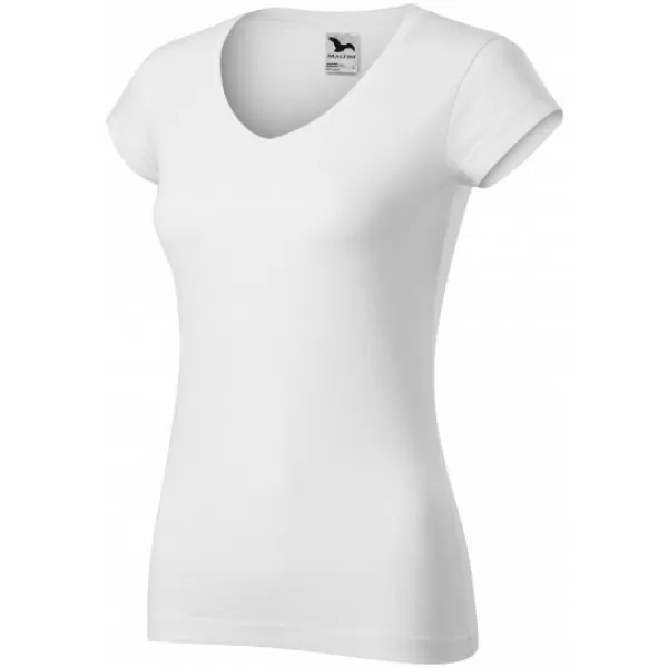  Damen-T-Shirt MALFINI FIT V-NECK 162 WEIß 