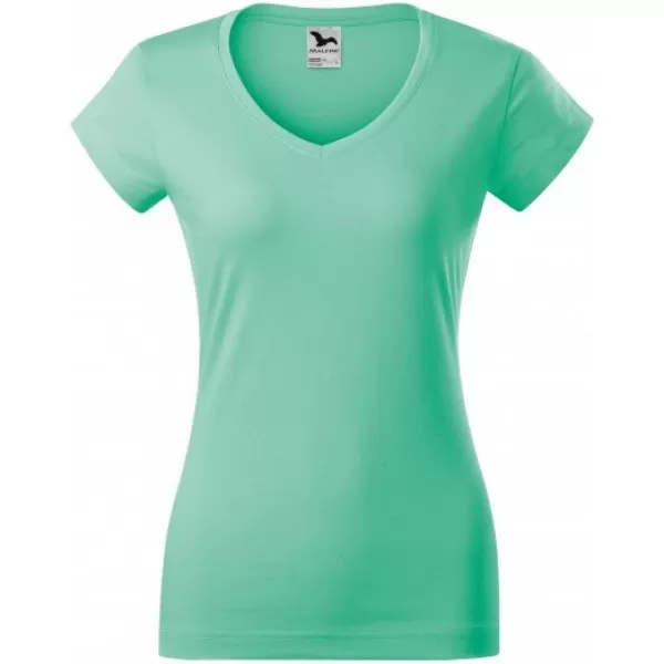  Damen-T-Shirt MALFINI FIT V-NECK 162 MINZE 