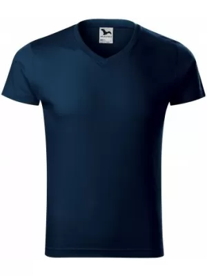 Herren-T-Shirt MALFINI SLIM FIT V-NECK 146 MARINEBLAU