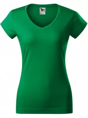 Damen-T-Shirt MALFINI FIT V-NECK 162 MITTELGRÜN