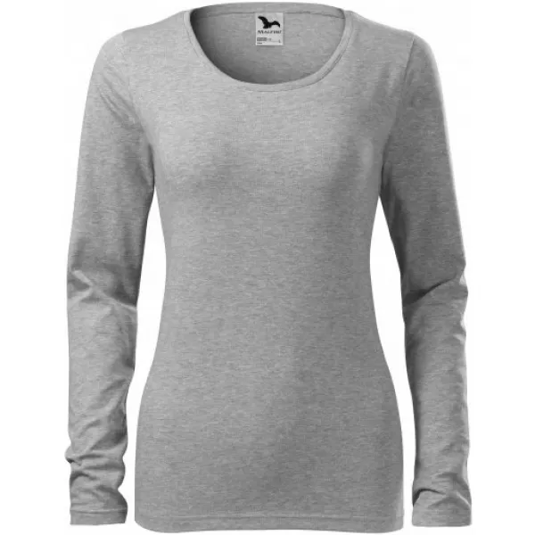  Damen-T-Shirt mit langen Ärmeln MALFINI SLIM 139 DUNKELGRAUE HIGHLIGHTS 