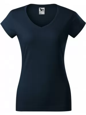 Damen-T-Shirt MALFINI FIT V-NECK 162 MARINEBLAU