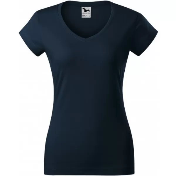  Damen-T-Shirt MALFINI FIT V-NECK 162 MARINEBLAU 