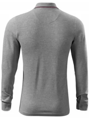 Herren-T-Shirt mit langen Ärmeln und Kragen MALFINI PREMIUM CONTRAST STRIPE LS 258 DUNKELGRAUE HIGHLIGHTS