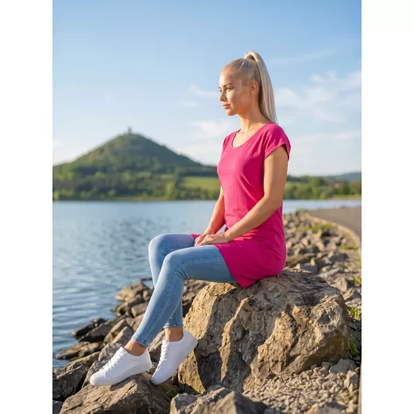  Langes T-Shirt für Damen MALFINI LOVE 123 MAGENTA 