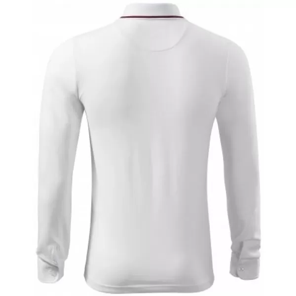  Herren-T-Shirt mit langen Ärmeln und Kragen MALFINI PREMIUM CONTRAST STRIPE LS 258 WEIß 