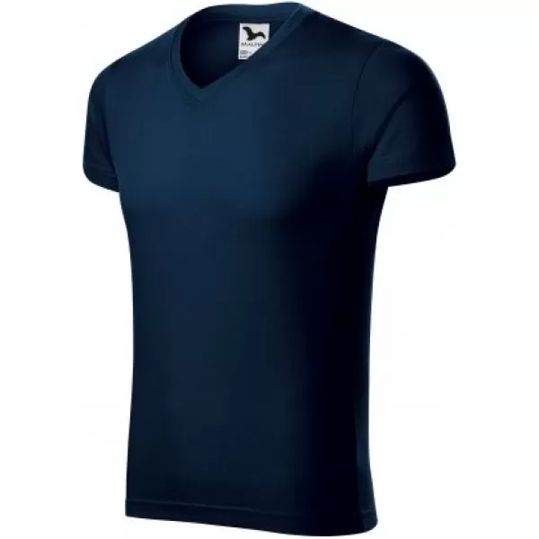  Herren-T-Shirt MALFINI SLIM FIT V-NECK 146 MARINEBLAU 