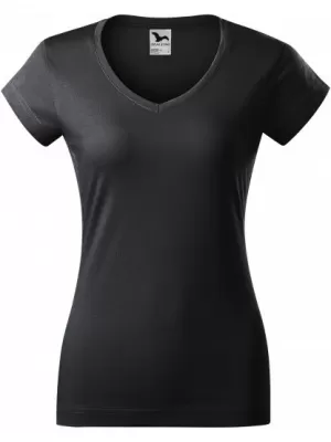 Damen-T-Shirt MALFINI FIT V-NECK 162 EBENHOLZGRAU
