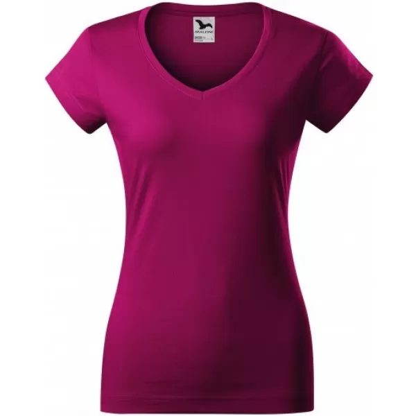 Damen-T-Shirt MALFINI FIT V-NECK 162 FUCHSIAROT 