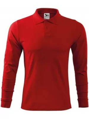 Herren-T-Shirt mit langen Ärmeln und Kragen MALFINI SINGLE J. LS 211 ROT