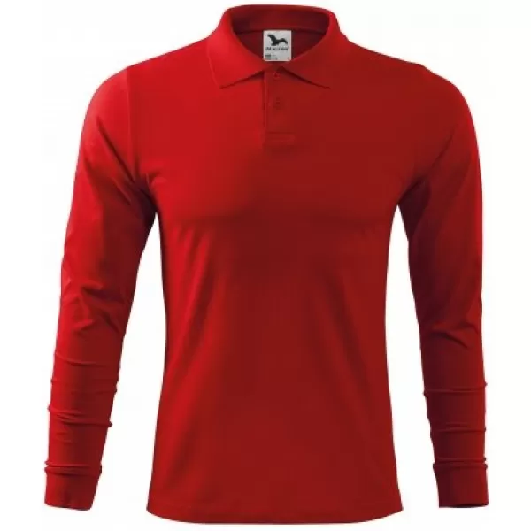  Herren-T-Shirt mit langen Ärmeln und Kragen MALFINI SINGLE J. LS 211 ROT 