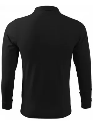 Herren-T-Shirt mit langen Ärmeln und Kragen MALFINI SINGLE J. LS 211 SCHWARZ