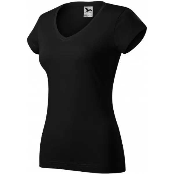  Damen-T-Shirt MALFINI FIT V-NECK 162 SCHWARZ 