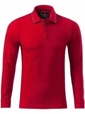 Herren-T-Shirt mit langen Ärmeln und Kragen MALFINI PREMIUM CONTRAST STRIPE LS 258 ROTE FORMEL