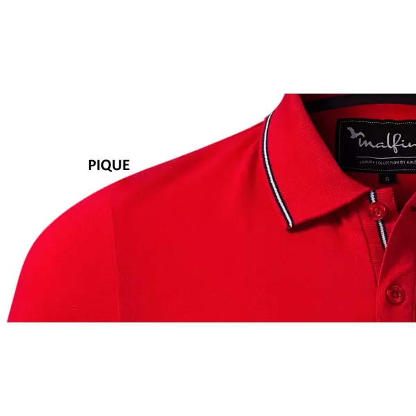  Herren-T-Shirt mit langen Ärmeln und Kragen MALFINI PREMIUM CONTRAST STRIPE LS 258 ROTE FORMEL 