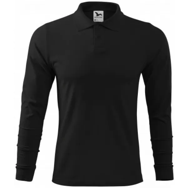  Herren-T-Shirt mit langen Ärmeln und Kragen MALFINI SINGLE J. LS 211 SCHWARZ 