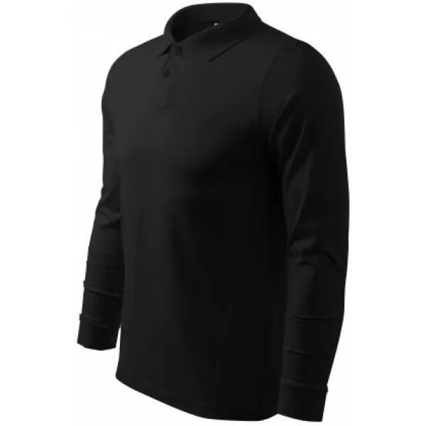  Herren-T-Shirt mit langen Ärmeln und Kragen MALFINI SINGLE J. LS 211 SCHWARZ 