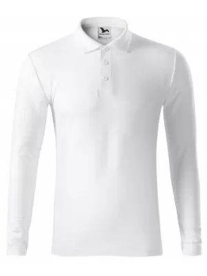 Herren-T-Shirt mit langen Ärmeln und Kragen MALFINI PIQUE POLO LS 221 WEIß