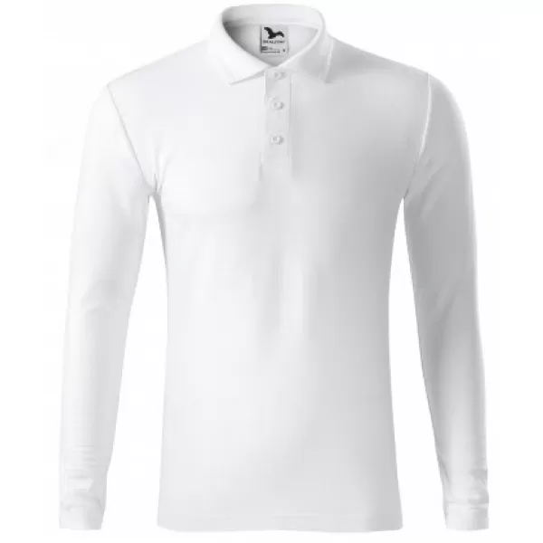  Herren-T-Shirt mit langen Ärmeln und Kragen MALFINI PIQUE POLO LS 221 WEIß 
