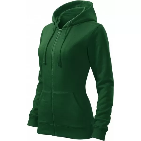  Damen-Sweatshirt MALFINI TRENDY ZIPPER 411 FLASCHENGRÜN 