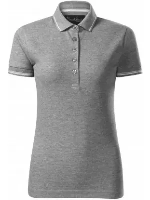 Damen-T-Shirt mit Kragen MALFINI PREMIUM PERFECTION PLAIN 253 DUNKELGRAUE HIGHLIGHTS